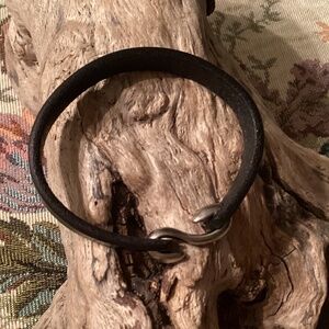 Black Genuine Leather Bracelet w/ S Hook Clasp